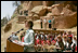 Mrs. Laura Bush speaks from Long House cliff dwelling, Thursday, May 23, 2006, in the western portion of Mesa Verde National Park, Mesa Verde, Colo. Long House was excavated between 1959 and 1961 as part of the Westerill Mesa Archeological Project.