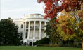 View of the White House South Portico through fall foliage, November 1, 2006.