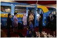 Mrs. Laura Bush tours a bookmobile Monday, Nov. 20, 2006, with Mrs. Ani Yudhoyono, wife of Indonesia's President Susilo Bambang Yudhoyono, during a six-hour visit to Bogor, Indonesia.