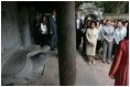 Mrs. Laura Bush is joined by other spouses of APEC leaders Saturday, Nov. 18, 2006, as they tour the Temple of Literature in Hanoi, site of the 2006 APEC summit.