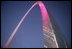 The Gateway Arch in St. Louis was illuminated in pink in honor of Breast Cancer Awareness Month during the Arch Lighting for Breast Cancer Awareness Thursday, Oct. 12, 2006. Mrs. Laura Bush delivered remarks and met with the audience members during the event.