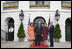 President George W. Bush and Laura Bush welcome Their Majesties King Carl XVI Gustaf and Queen Silvia of Sweden to the White House Monday, Oct. 23, 2006.