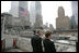 President George W. Bush and Laura Bush look over the World Trade Center site Sunday, September 10, 2006, during a visit to Ground Zero in New York City to mark the fifth anniversary of the September 11th terrorist attacks.