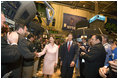 Mrs. Laura Bush is greeted on the floor of the New York Stock Exchange Monday, Sept. 18, 2006. Mrs. Bush visited the exchange with a delegation of entrepreneurs from around the world to participate in the close of trading and to ring the Closing Bell.