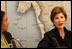 Mrs. Laura Bush speaks to panelists, including Hseng Noung, a Burmese activist and founding member of the Shan Women, Action Network, during a roundtable discussion about the humanitarian crisis facing Burma at the United Nations in New York City Tuesday, Sept. 19, 2006.