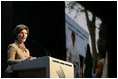 Mrs. Bush announces a $60 million public-private partnership between the U.S. Government and the Case Foundation at President Bill Clinton's Annual Global Initiative Conference in New York, NY, Wednesday, September 20, 2006. The partnership will work to provide clean water to up to 10 million people in sub-Sahara Africa by 2010, and support the provision and installation of PlayPump water systems in approximately 650 schools, health centers and HIV affected communities. PlayPump water system is powered by children's play consisting of a merry-go-round attached to a water pump with a storage tank.