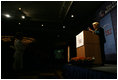 Mrs. Laura Bush applauds Ellen Johnson Sirleaf, President of Liberia, during the International Republican Institute's 2006 Freedom Award dinner Thursday, September 21, 2006, in Washington, D.C. IRI conducts a wide range of international programs to promote and strengthen democratic ideals and institutions. Mrs. Bush and President Sirleaf were presented the 2006 Freedom Award during the dinner.