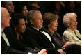 President George W. Bush and Laura Bush attend the 2006 National Book Festival Gala, an annual event of books and literature, Friday evening, Sept. 29, 2006 at the Library of Congress in Washington, D.C., joined by U.S. Secretary of State Condoleezza Rice, left.