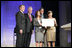 Mrs. Laura Bush announces a $60 million public-private partnership between the U.S. Government and the Case Foundation at President Bill Clinton's Annual Global Initiative Conference in New York Wednesday, September 20, 2006. With her, from left, are: Raymond Chambers, Chairman, MCJ and Amelier Foundations; former President Bill Clinton, and Jean Case and Steve Case, founders of the Case Foundation. The partnership will work to provide clean water by 2010 to up to 10 million people in sub-Sahara Africa, where a child dies every 15 seconds due to illnesses related to unsanitary drinking water.