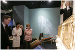 Mrs. Laura Bush and Mrs. Akie Abe, wife of Japanese Prime Minister Shinzo Abe, view an exhibit on the life of George Washington during their tour of the Mount Vernon Estate of Washington Thursday, April 26, 2007, in Mount Vernon, Va.