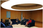 Mrs. Laura Bush visits with Director General Matsuura and other UNESCO participants while visiting Paris Monday, Jan. 15, 2007.