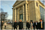 Mrs. Laura Bush walks outside after visiting the recently renovated Musee De L'Orangerie in Paris Monday, Jan. 15, 2007.