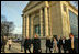 Mrs. Laura Bush walks outside after visiting the recently renovated Musee De L'Orangerie in Paris Monday, Jan. 15, 2007.