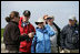 Mrs. Laura Bush talks with wildlife biologist, John Klavitter, left, Interior Secretary Interior Dirk Kempthorne and Chairman Jim Connaughton of the Council on Environmental Quality at the Midway Atoll National Wildlife Refuge Thursday, March 1, 2007. The island is home to a great number of endangered species such as Laysan Ducks, Short-tailed Albatross, Hawaiian Monk Seals and Hawaiian Green Sea Turtles.