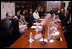 Mrs. Laura Bush participates in a discussion at the AlfaSol literacy program Friday, March 9, 2007, in Sao Paulo, Brazil. Students who complete the literacy program are eligible to enter Brazil's Youth and Adult Education (YAE) national program, which offers skills training for specific employment opportunities.