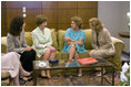 Mrs. Laura Bush talks with Mrs. Marisa Leticia da Silva, wife of President Luiz Inacio Lula da Silva of Brazil at the Hilton Sao Paulo Morumbi hotel, Sao Paulo, Brazil, Friday, March 9, 2007.