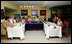 Mrs. Laura Bush participates in a discussion at Camino Seguro (Safe Passage) with Wendy Widmann de Berger in Guatemala City, Guatemala, Sunday, March 11, 2007. The program was founded by an American for children of families working in the Guatemala City garbage dump.