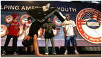 After Mrs. Laura Bush addressed the conference, members of the YA Crew perform a dance routine Thursday, Nov. 8, 2007, at Dallas Baptist University in Dallas. "The work that you do in your neighborhoods -- helping young people build the knowledge and the self-respect they need to build successful lives -- is at the heart of Helping America's Youth," said Mrs. Bush in her remarks.