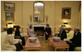 Mrs. Laura Bush hosts a coffee for Mrs. Hero Ibrahim Ahmed, wife of Iraqi President Jalal Talabani, Thursday, Oct. 4, 2007, in the private residence of the White House.