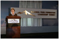 Mrs. Laura Bush addresses the National Park Foundation's Leadership Summit on Partnership and Philanthropy Monday, Oct. 15, 2007, in Austin, Texas. "Through its 40 years of stewardship, the National Park Foundation has helped preserve these magnificent places for future generations," said Mrs. Bush. "Through educational programs and public awareness campaigns, the Foundation has encouraged millions of Americans to discover our natural and historical treasures."