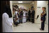 Mrs. Laura Bush addresses the press after touring the Abdullatif Cancer Screening Center Tuesday, Oct. 23, 2007, in Riyadh. Said Mrs. Bush, "This is a great model for other parts of Saudi Arabia. Because of regular screenings, people can discover a cancer early before it's in such an advanced stage that it's hard to cure."