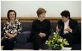 Mrs. Laura Bush speaks with Dr. Rasha al-Sabah, right, Under Secretary of the Ministry of Higher Education, during a Diwaniya held by political women leaders Wednesday, Oct. 24, 2007, in Kuwait City, Kuwait. Also pictured is the Minister of Education Dr. Nouriyah Al-Sabih.