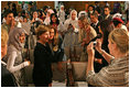 Mrs. Laura Bush meets with students after speaking about the English Access Microscholarship Program at the Ministry of Education Training Facility in Kuwait City, Wednesday, Oct. 24, 2007.