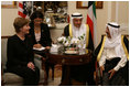 Mrs. Laura Bush meets with Amir Shaykh Sabah Al-Ahmed Al Jaber Al Sabah Wednesday, Oct. 24, 2007, in Kuwait City.