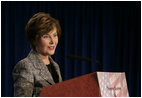 Mrs. Laura Bush delivers remarks Wednesday, Oct. 31, 2007, at the Preserve America/Save America's Treasures Legislation announcement at the Sewall-Belmont House and Museum in Washington, D.C. Mrs. Bush told her audience, "With legislation introduced this week, we can make sure more communities and historical sites across the United States are protected for our children and our grandchildren."