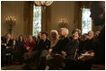 Mrs. Laura Bush enjoys a moment during the seventh annual National Book Festival opening ceremony Saturday, Sept. 29, 2007, in the East Reception Room. The events will be held on the grounds of the National Mall, and will include author readings, book signings, musical performances, and storytelling for children, adults and families. More than 70 noted authors and artists from around the country will participate.