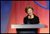 Mrs. Laura Bush accepts the 2008 Robert S. Folsom Leadership Award Thursday, April 10, 2008, in Dallas. The award, presented by the Methodist Health System Foundation, recognizes individuals who have demonstrated a commitment to community leadership emulating the achievements of former Dallas Mayor Robert Folsom.