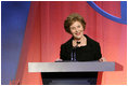 Mrs. Laura Bush accepts the 2008 Robert S. Folsom Leadership Award Thursday, April 10, 2008, in Dallas. The award, presented by the Methodist Health System Foundation, recognizes individuals who have demonstrated a commitment to community leadership emulating the achievements of former Dallas Mayor Robert Folsom.