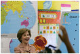 Mrs. Laura Bush participates in a class program with the first grade students of teacher Laura Gilbertson Monday, April 14, 2008, at the Martin Luther King Elementary School in Washington, D.C., to mark the tenth anniversary of Teach for America Week.