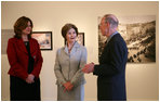 Mrs. Laura Bush and Mrs. Sarah Brown, wife of the Prime Minister of the United Kingdom, participate in a tour led by Mr. Charles Robertson, Guest Curator, "The Honor of Your Company Is Requested: President Lincoln's Inaugural Ball" Exhibit, Thursday, April 17, 2008, during their visit to the Smithsonian American Art Museum in Washington, D.C.