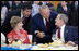 President George W. Bush greets President Nursultan Nazabayev of Kazakhstan Friday, Aug. 8, 2008, during a social luncheon in Beijing honoring the 2008 Olympic Summer Games.