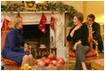 Mrs. Laura Bush meets Tuesday, Dec. 16, 2008, with Mrs. Ana Ligia Mixco Sol de Saca, wife of El Salvador's President Elias Antonio Saca, during Mrs. Saca's visit to the White House Residence.