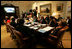 Mrs. Laura Bush leads a video teleconference Thursday, Dec. 18, 2008, with the Afghan Women Entrepreneurs in the Roosevelt Room of the White House.