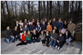 President George W. Bush and family gather at Camp David on Christmas, Thursday, Dec. 25, 2008. Seated front row, Lauren Bush, Ashley Bush, Ellie LeBlond, Gigi Koch, Elizabeth Andrews, Marshall Bush, Pace Andrews, Walker Bush. Second row, John E. Bush, George P. Bush, Barbara Bush, Pierce Bush, former President George H.W. Bush, former First Lady Barbara Bush, President George W. Bush, First Lady Laura Bush, Jenna Hager, Top row, Mandi Bush, Sam LaBlond, Neil Bush, Ally Bush, Maria Bush, Bobby Koch, Doro Koch, Margaret Bush, Marvin Bush, Columba Bush, former Gov. Jeb Bush, Henry Hager, Noelle Bush, and Robert Koch.