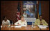 Mrs. Laura Bush joins Rwanda first lady Jeannette Kagame, right, during a forum Tuesday, Feb. 19, 2008 in Kigali, Rwanda, to promote girl's education.