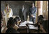 Mrs. Laura Bush visits with students in their classroom Wednesday, Feb. 20, 2008, at the Mallam D/A/ Primary School in Accra, Ghana.