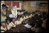 Mrs. Laura Bush and Ghana first lady Theresa Kufuor visits a classroom Wednesday, Feb. 20, 2008, during their tour at the Mallam D/A Primary School in Accra, Ghana.