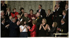 Former Senator Bob Dole and former Cabinet Secretary Donna Shalala are recognized and applauded in the First Lady's box Monday evening, Jan. 28, 2008 at the U.S. Captiol, during the State of the Union Address by President George W. Bush. Dole and Shalala were selected by President Bush to co-chair the President's Commission on Care for America's Returning wound Warriors.