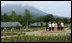 Mrs. Laura Bush and spouses of G-8 leaders pause for the family photo Tuesday, July 8, 2008, during their visit to the village of Makkari on the northern Japanese island of Hokkaido. From left are: Mrs. Margarida Uva Barosso, Mrs. Laureen Harper, Mrs. Kiyoko Fukuda, Mrs. Bush, Mrs. Sarah Brown and Mrs. Svetlana Medvedeva.