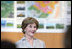 Mrs. Laura Bush participates in a discussion with Junior 8 (J8) members during her visit to the Lake Toya Visitors Center Wednesday, July 9, 2008, in Hokkaido, Japan. 