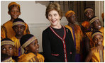 Mrs. Laura Bush meets members of the African Children's Choir Wednesday, July 30, 2008, prior to their musical performance at the White House.