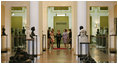 Mrs. Laura Bush and Slovenia's First Lady Barbara Miklic Turk, right, tour the National Gallery of Slovenia Tuesday, June 10, 2008 in Ljubljana, Slovenia.