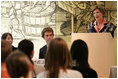 Mrs. Laura Bush addresses the Za in Proti (ZIP) student event Tuesday, June 10, 2008 in Kranj, Slovenia.