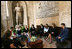 Mrs. Laura Bush speaks with students at the American Study Center Friday, June 13, 2008, at the Mattei Palace in Rome.