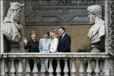 Mrs. Laura Bush is seen Friday, June 13, 2008, during a tour of the Mattei Palace in Rome.