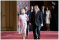 President George W. Bush and Laura Bush visit with Queen Elizabeth II and the Duke of Edinburgh Prince Phillip in St. George's Hall at Windsor Castle in Windsor, England.